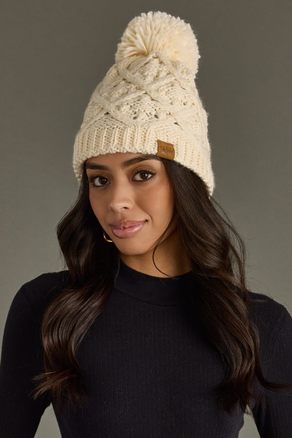 Cream Decorative Knit Pom Hat