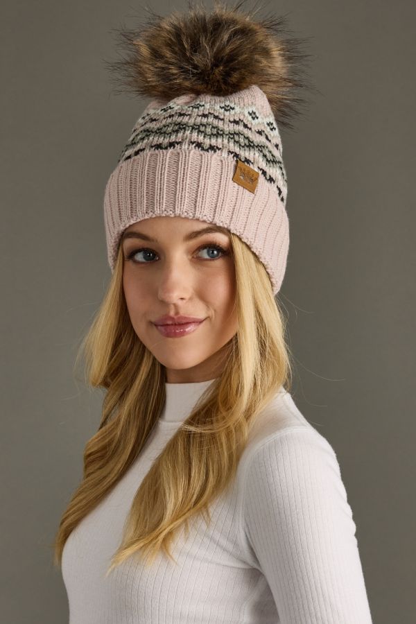 Multi-Colored Patterned Pom Hat