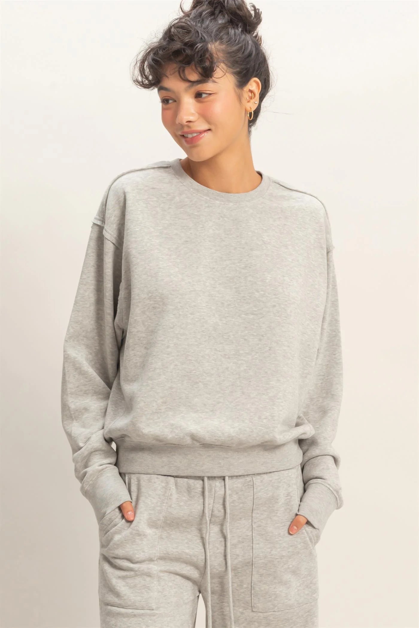 Raw Edge Detail Burnout Sweatshirt