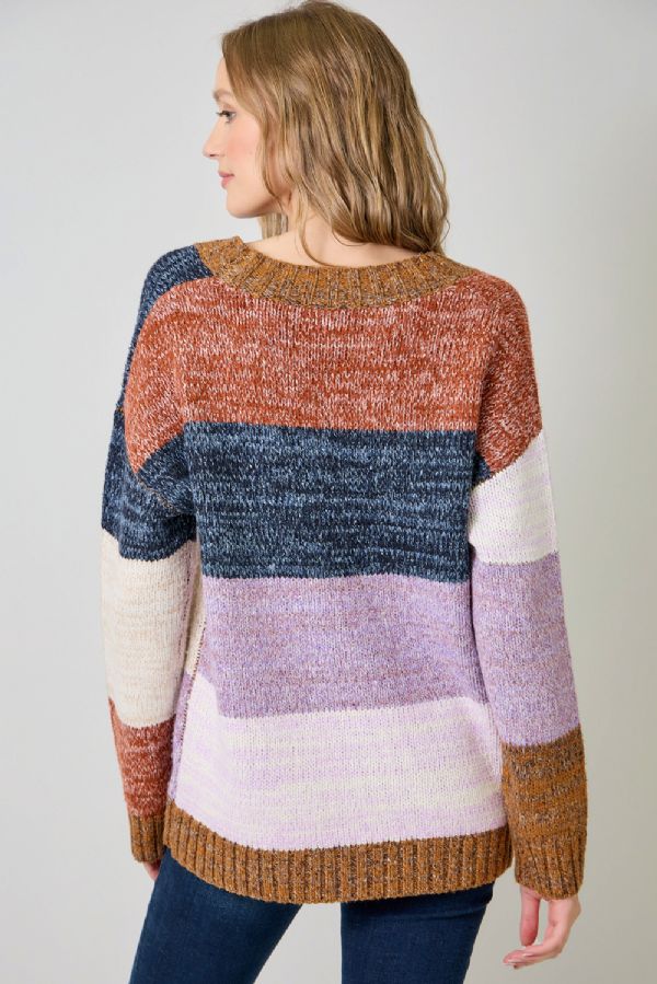 Color Blocked Sweater Cardigan