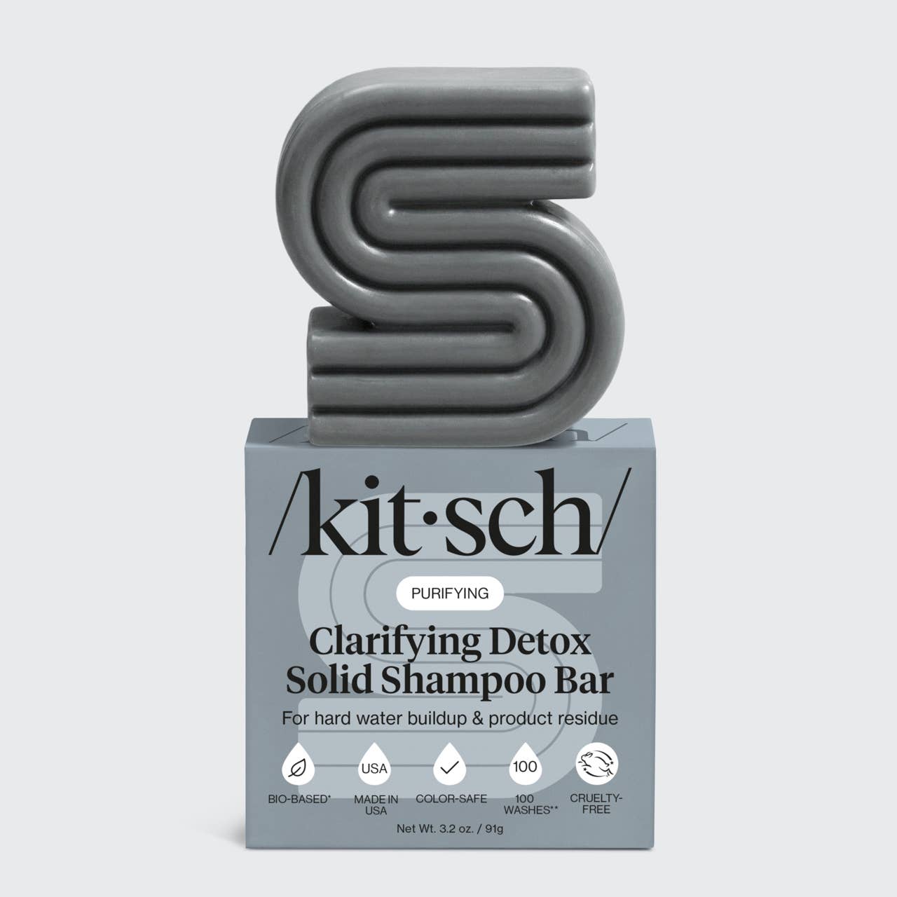 Kitsch Clarifying Detox Solid Shampoo Bar for removing hard water buildup and product residue