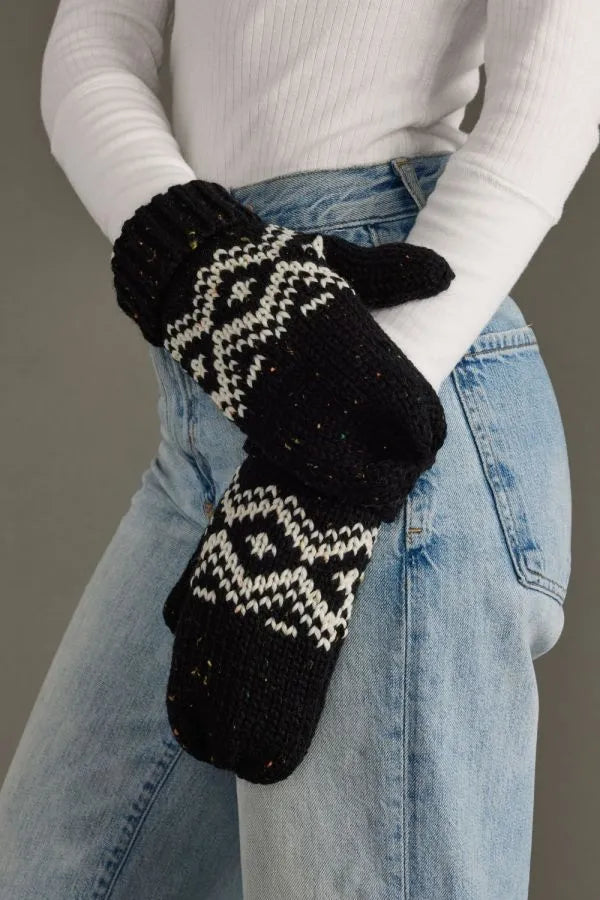 Black & White Patterned Mittens