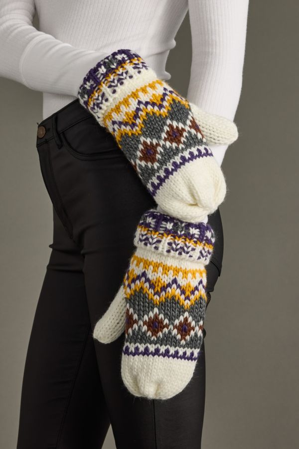 Purple & Gold Patterned Mittens