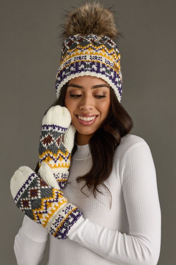 Purple & Gold Patterned Mittens