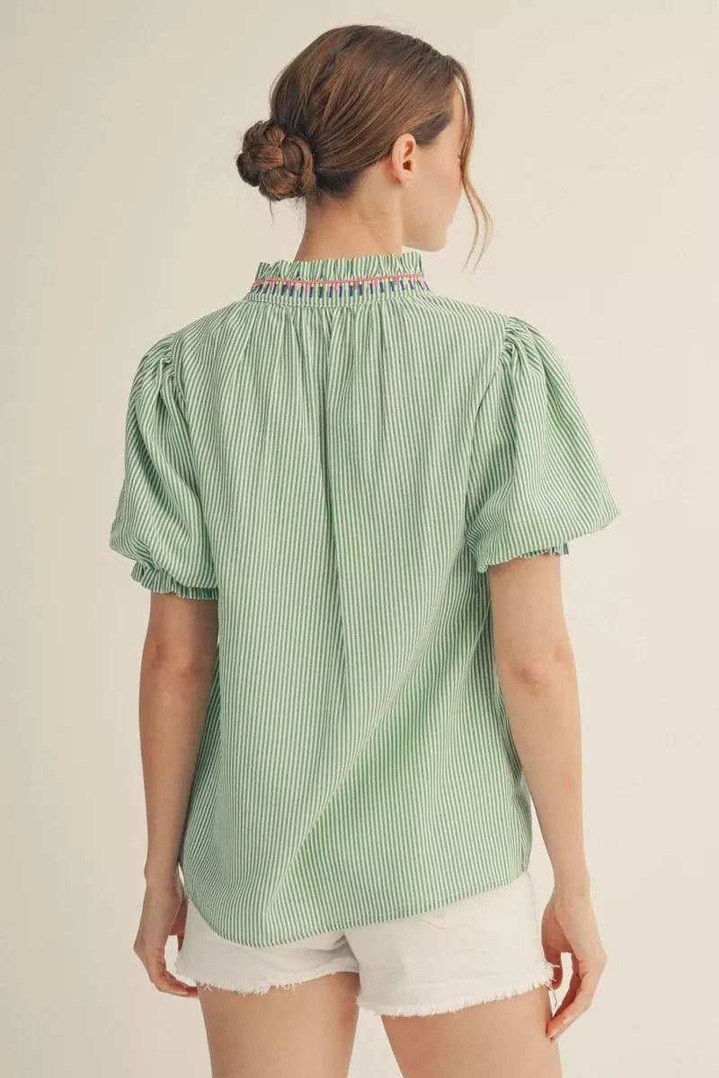 Puff Sleeve Stripe Top