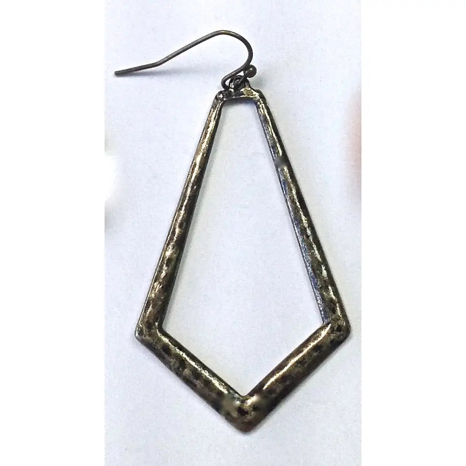 Brass Hammered Diamond Hoop Earrings