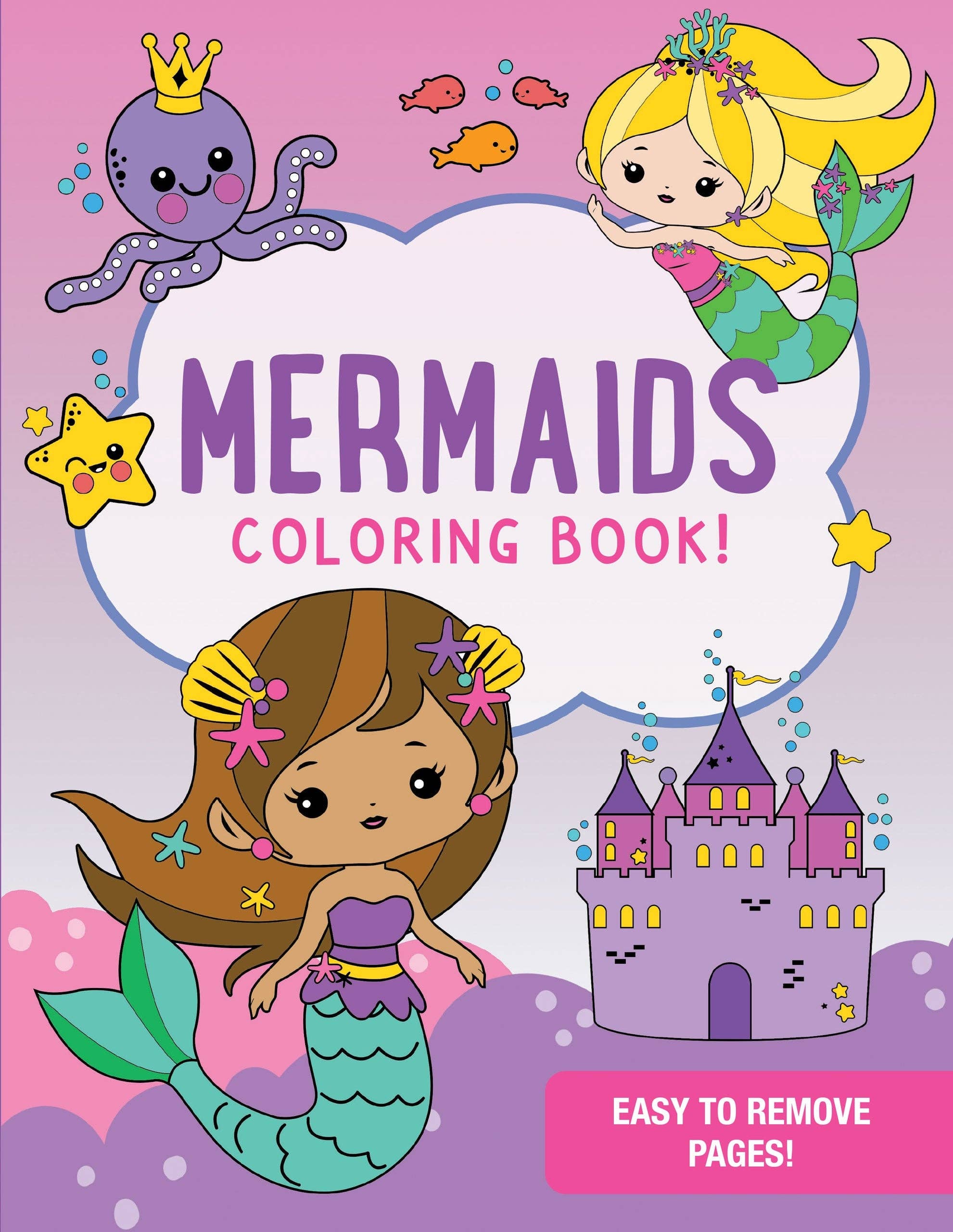 Mermaids Coloring Book by Peter Pauper Press — a kids mermaid coloring book with 35 unique scenes featuring mermaids, sea turtles, seahorses, unicorn fish, and more, for ages 5 and up