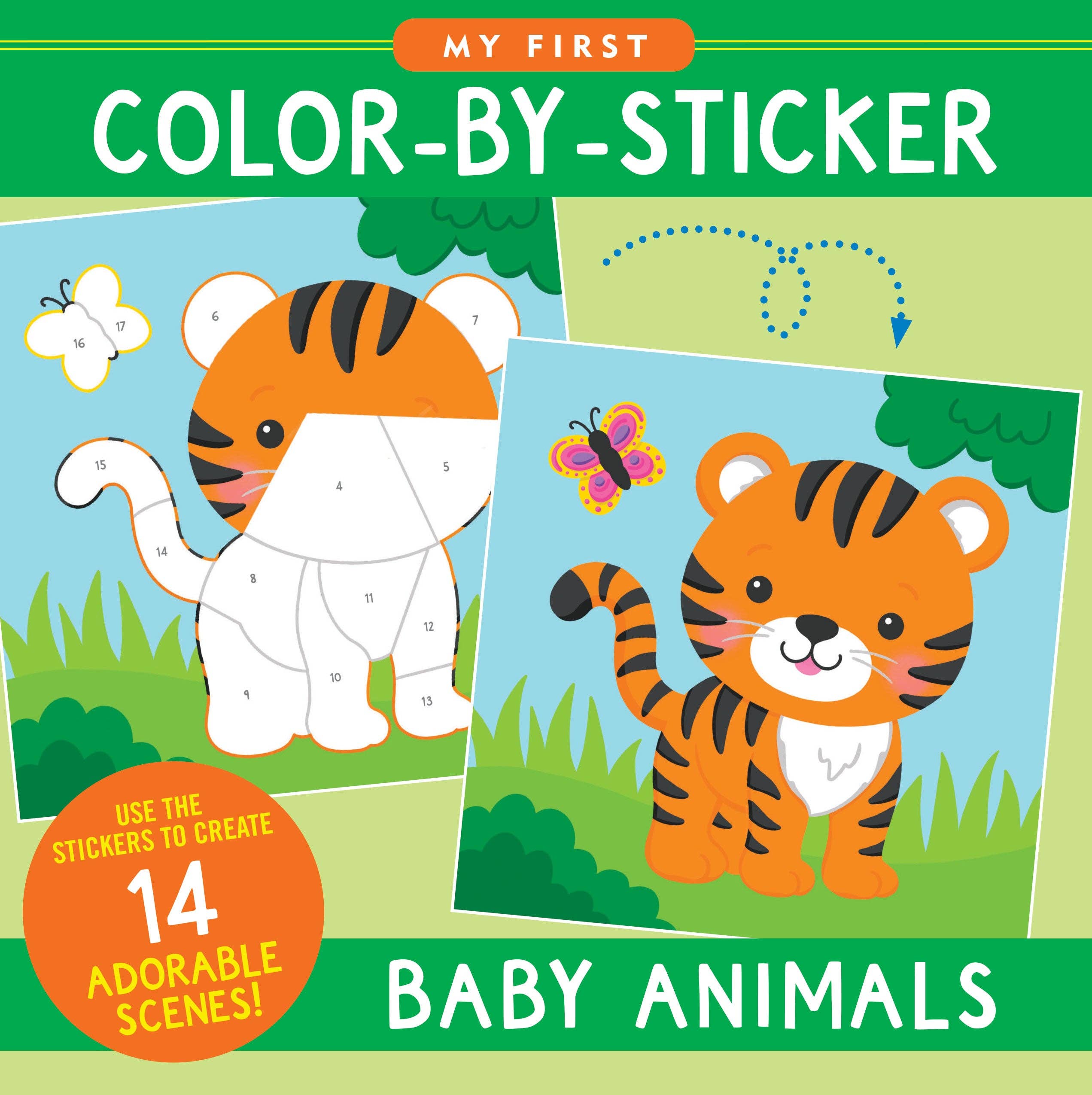 My First Color-by-Sticker Book Baby Animals by Peter Pauper Press — a kids color-by-number sticker activity book with 14 scenes, foil stickers, and extra-large stickers for ages 4 and up