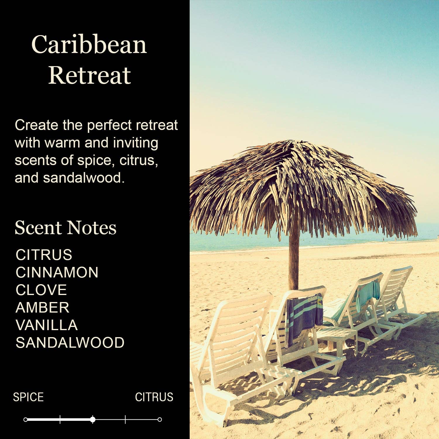 Text about Caribbean Retreat and scent notes.