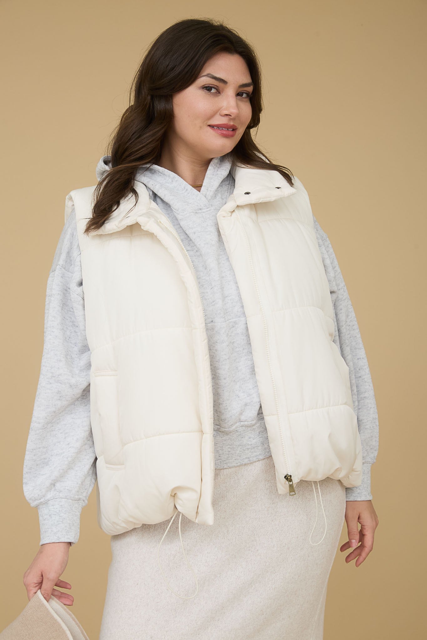 Plus Solid Color Puffer Vest