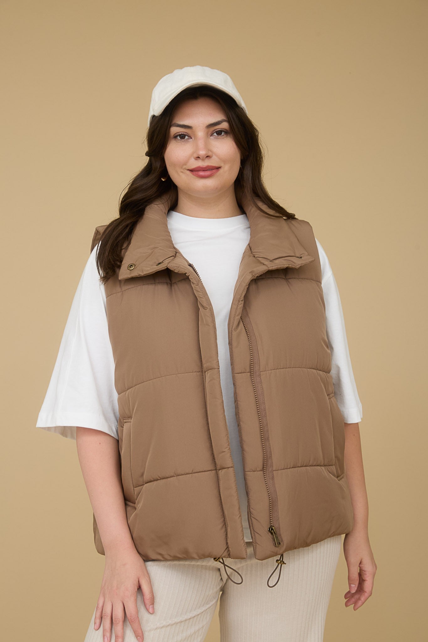 Plus Solid Color Puffer Vest