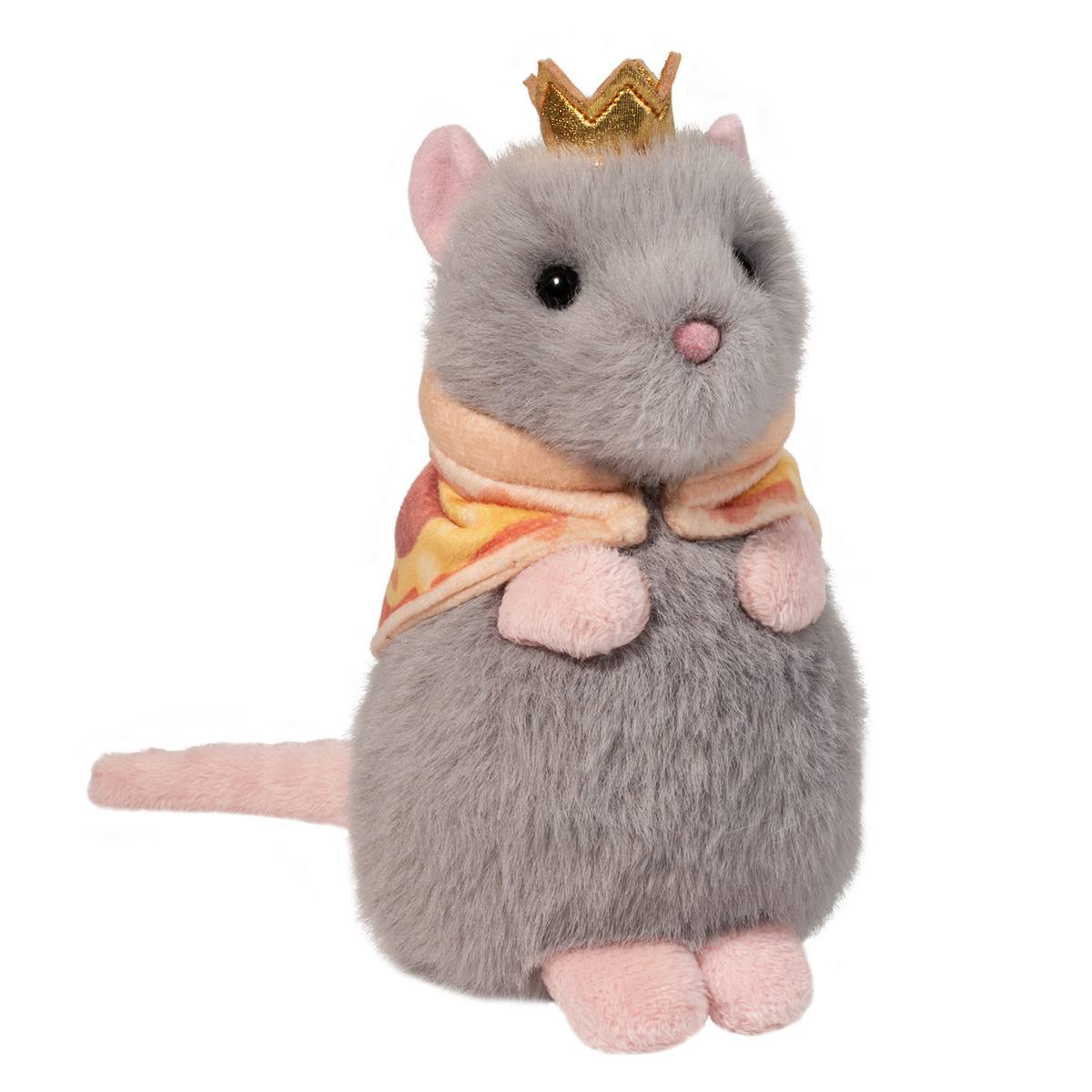 Pizza Rat Macaroon plush stuffed animal by Douglas with pizza cape and gold crown