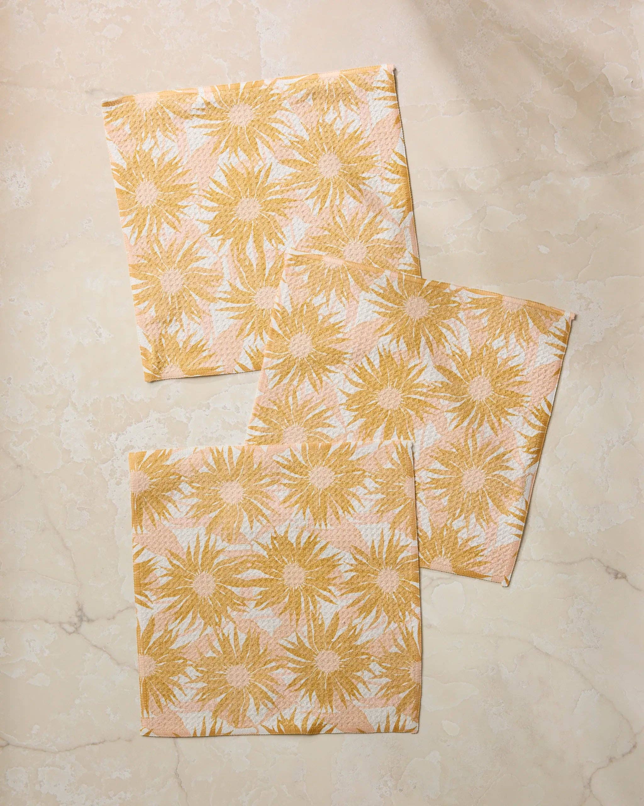 Golden floral eco-friendly kitchen dishcloth set by Geometry