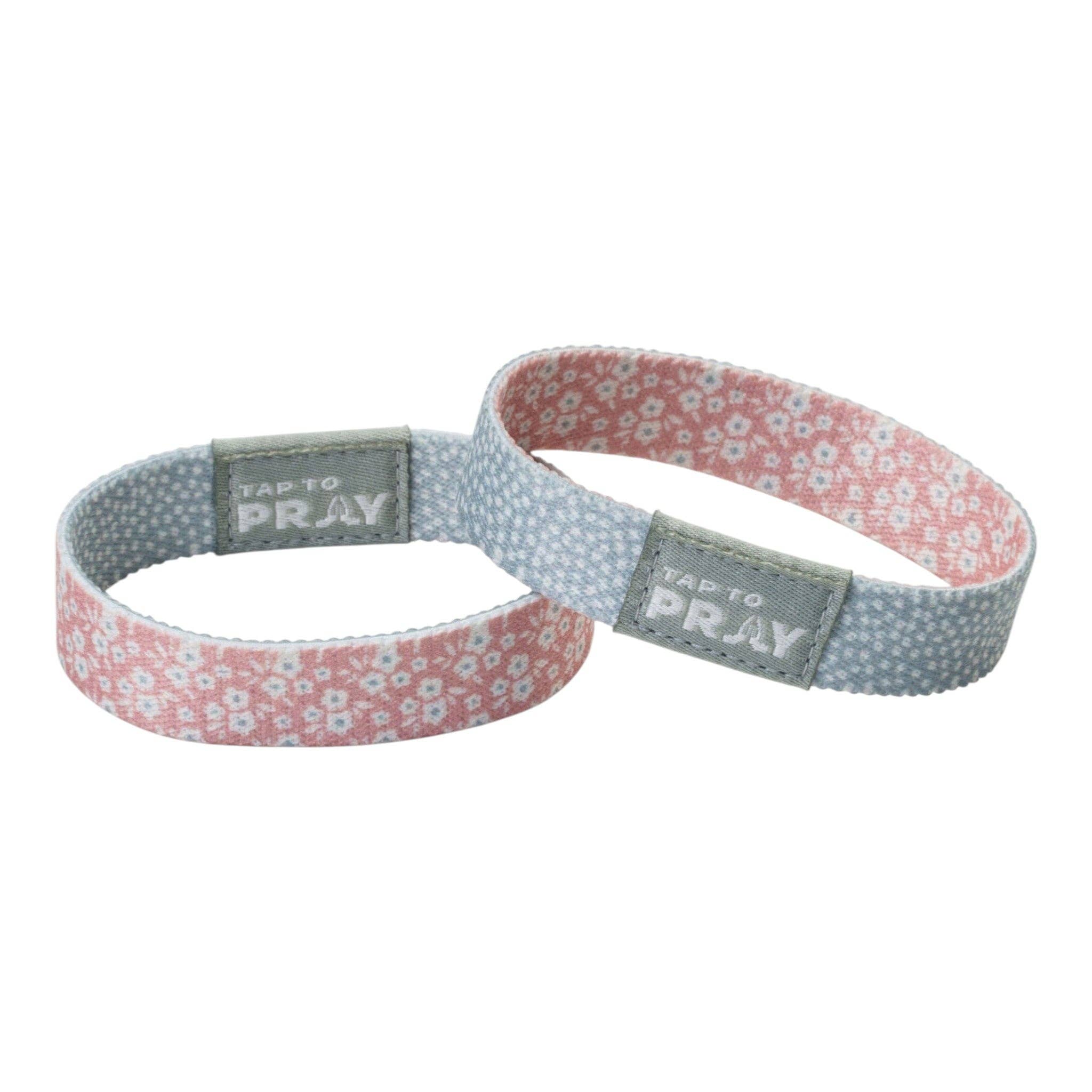Tap To Pray Poppy and Pepper reversible floral Bible verse wristband bracelet