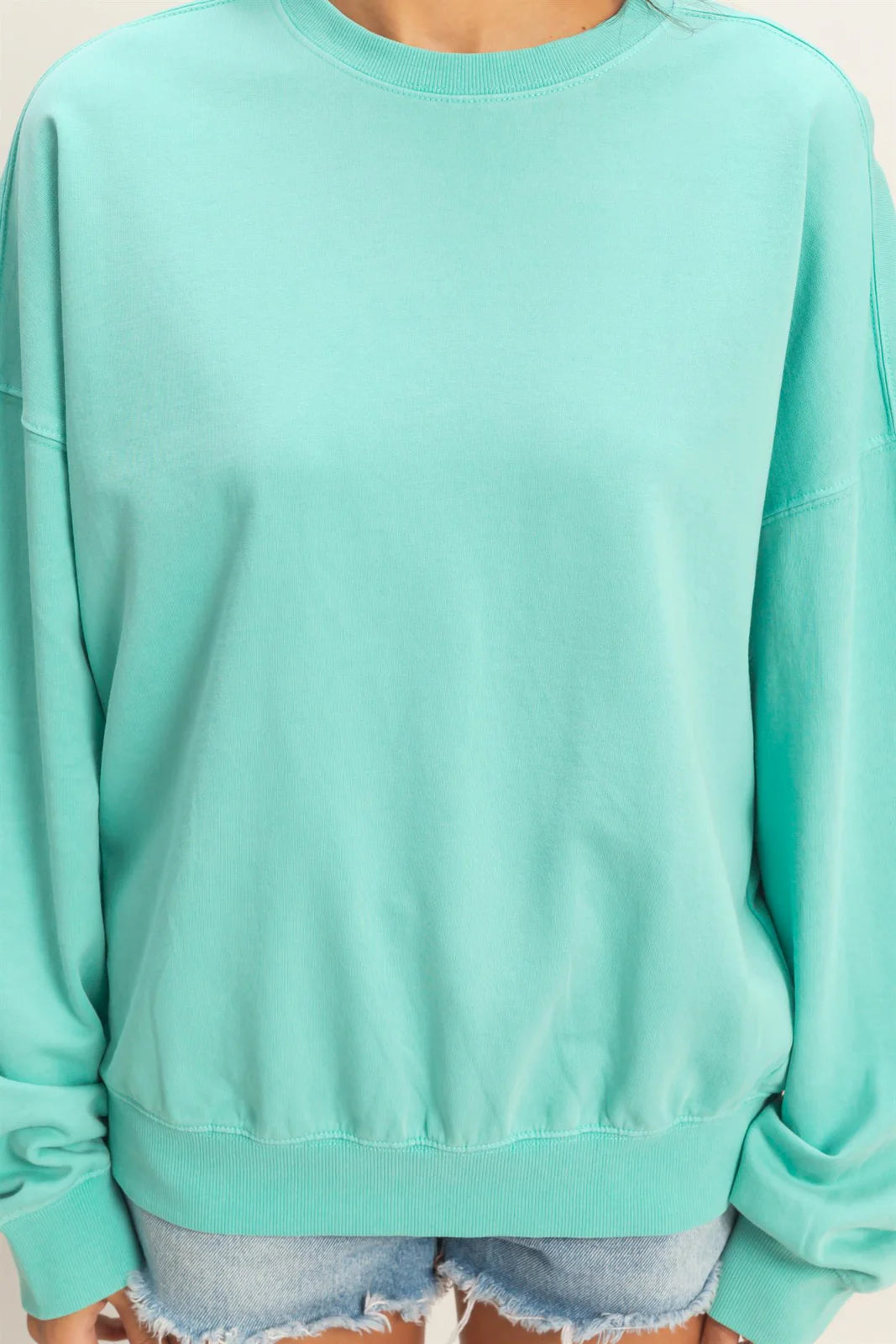 Ribbed Crew Neck Sweatshirt