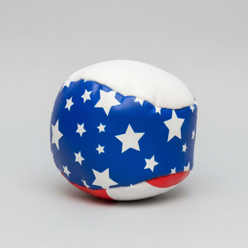 Patriotic USA Kick Bag hacky sack featuring red white and blue stars and stripes design for outdoor play and footbag games
