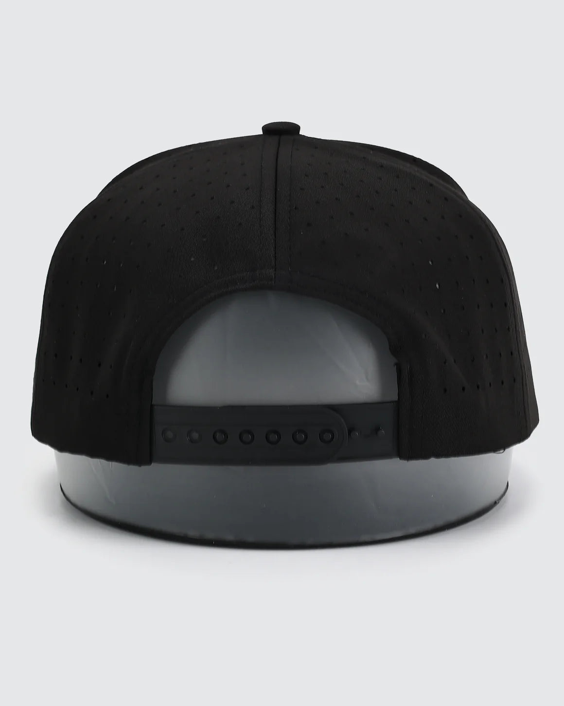 Waggle black perforated snapback hat adjustable back closure