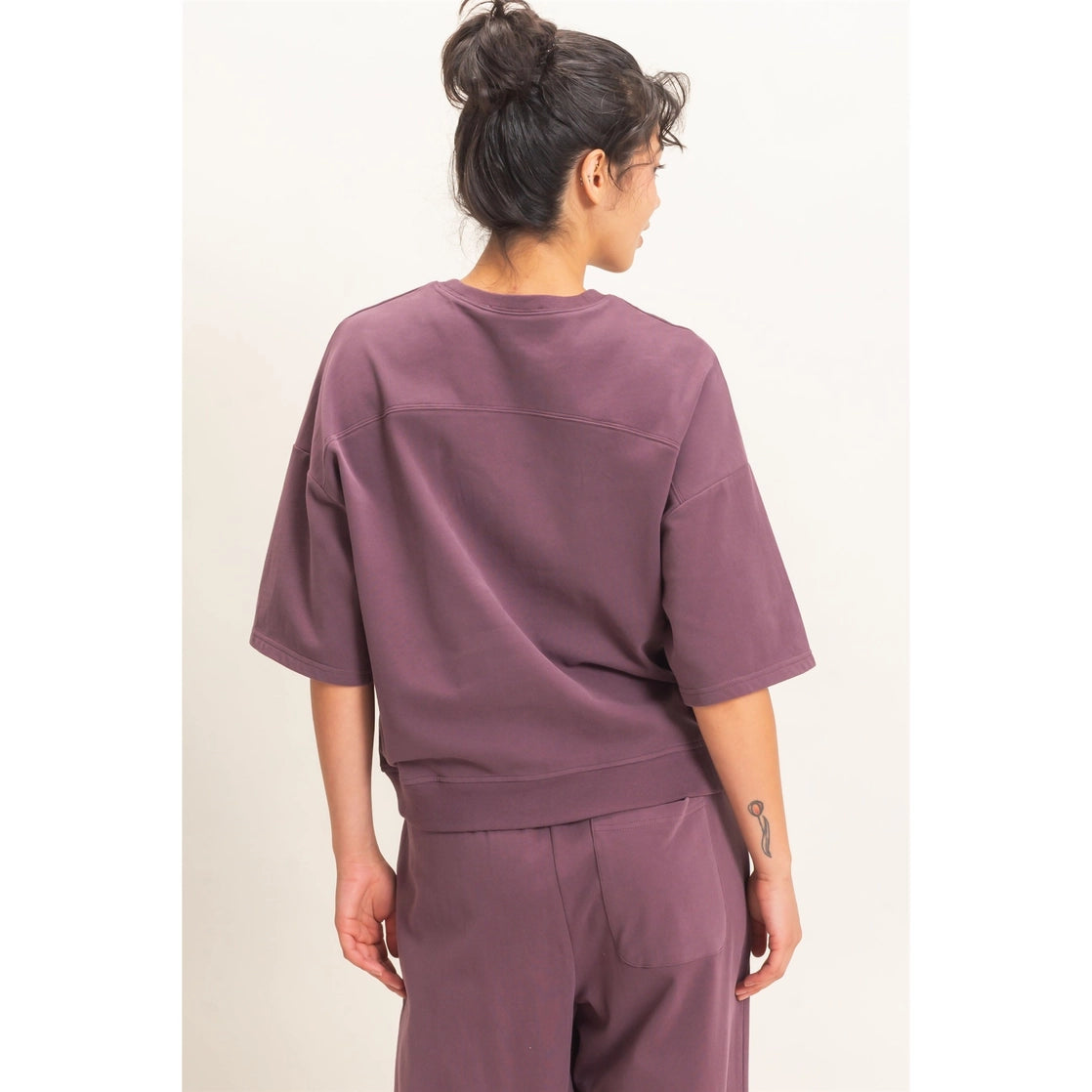Washed Crew Neck Short Sleeve Top