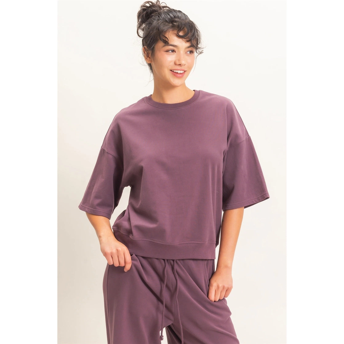 Washed Crew Neck Short Sleeve Top