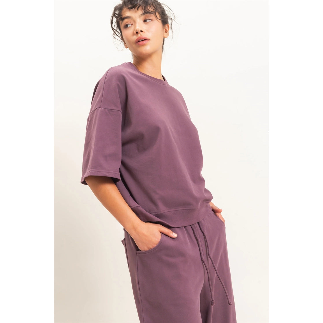Washed Crew Neck Short Sleeve Top