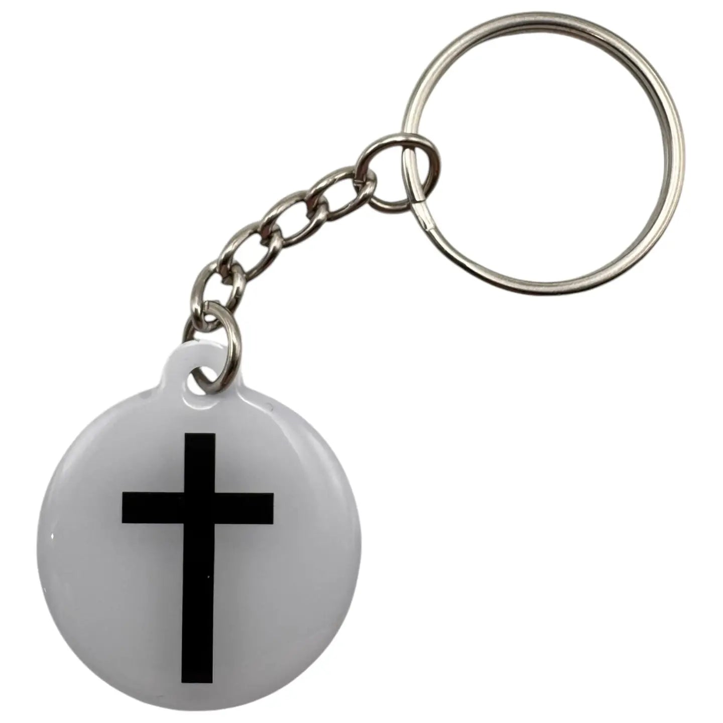 Tap To Pray Keychain White + Cross