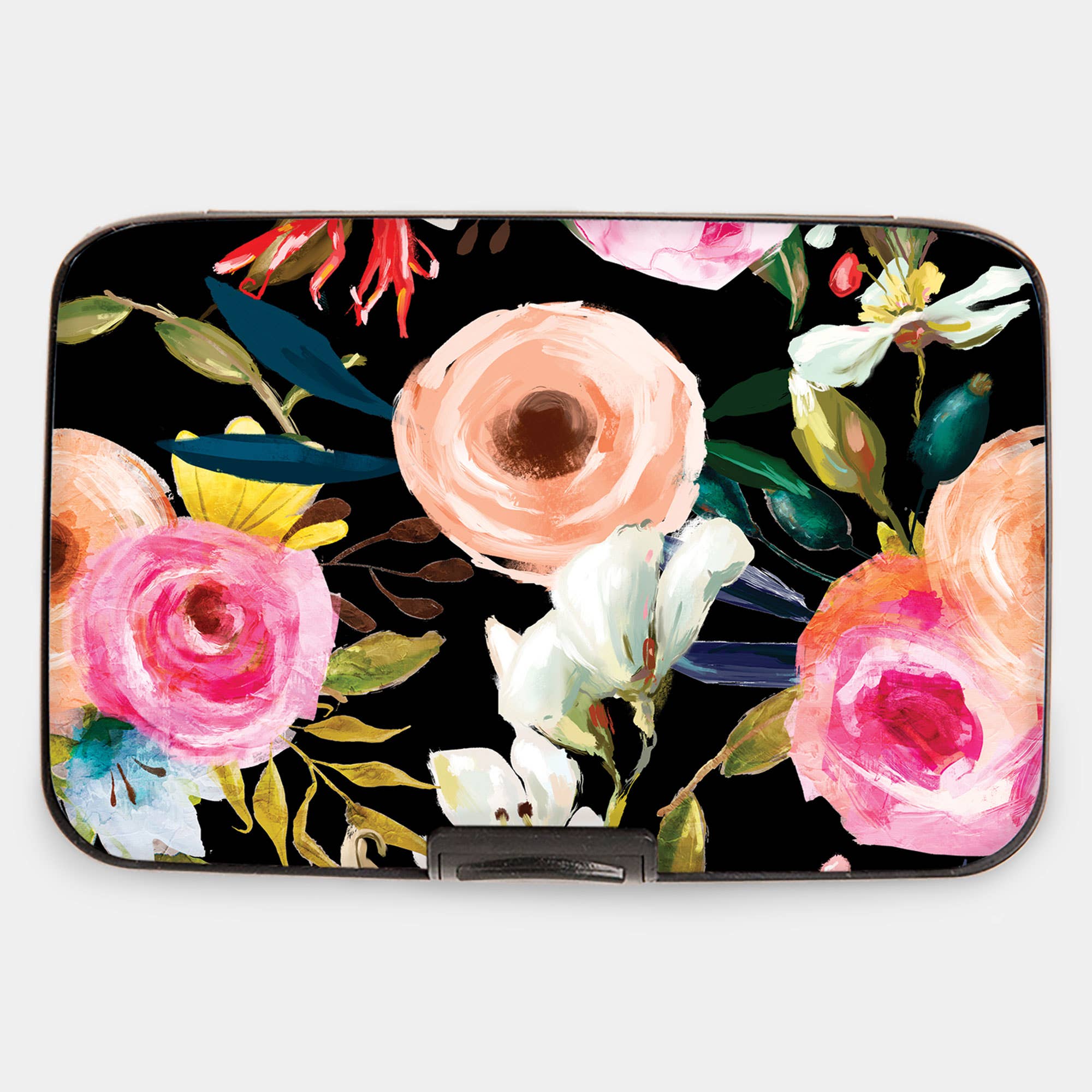 Floral on Black Armored Wallet