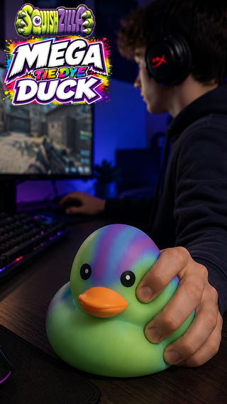 SquishZilla Mega Tie-Dye Duck Squishy Toy – 5" Jumbo