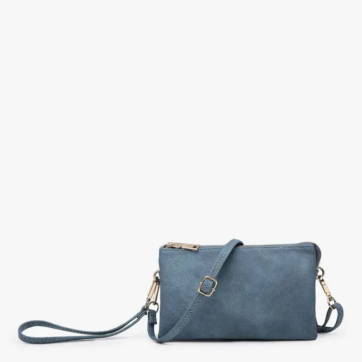 Riley Solid Color 3 Compartment Crossbody/Wristlet