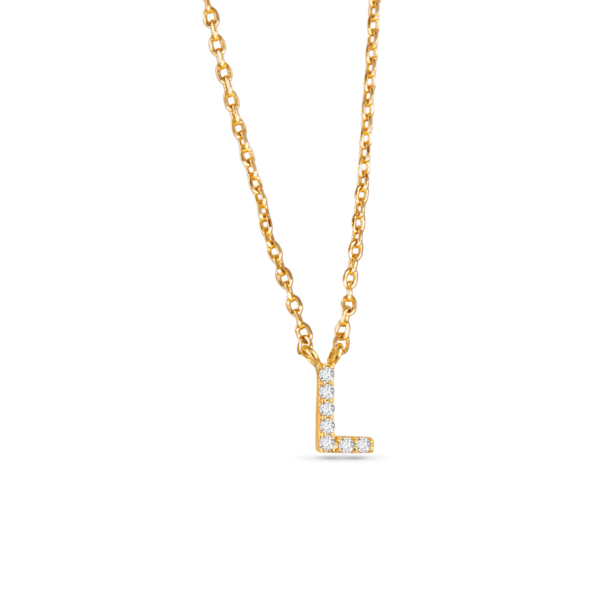 Gold CZ Initial Necklace - L