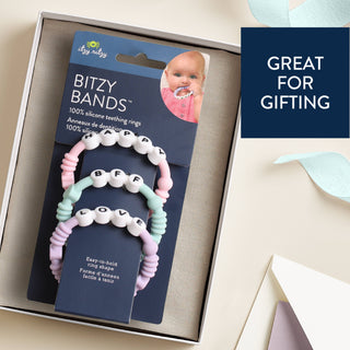 Bitzy Bands Silicone Teething Rings – Set of 3