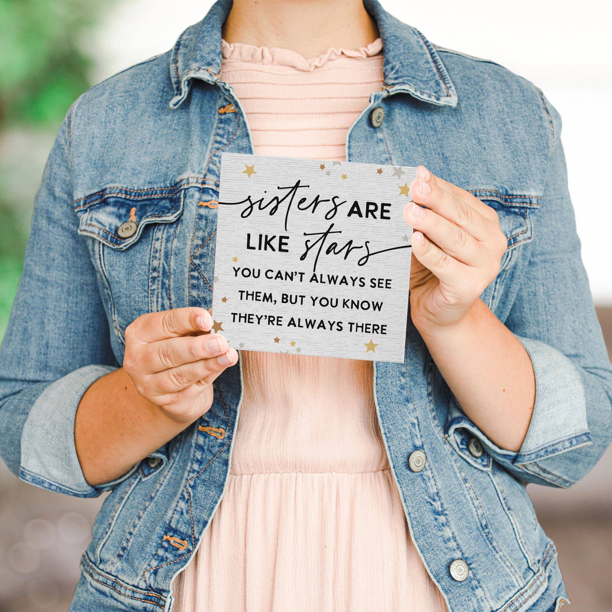 "Sisters Like Stars" Small Talk Square Sign by Sincere Surroundings