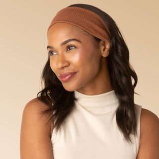 Ribbed Elastic Headband 2-Pack — Mocha & Chocolate