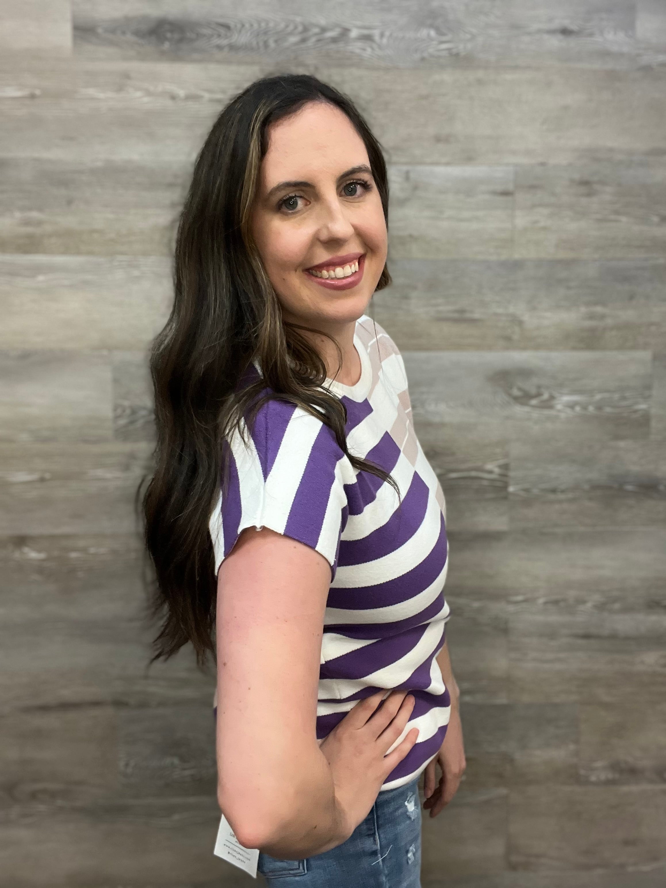 Color Block Short Sleeve Sweater FINAL SALE