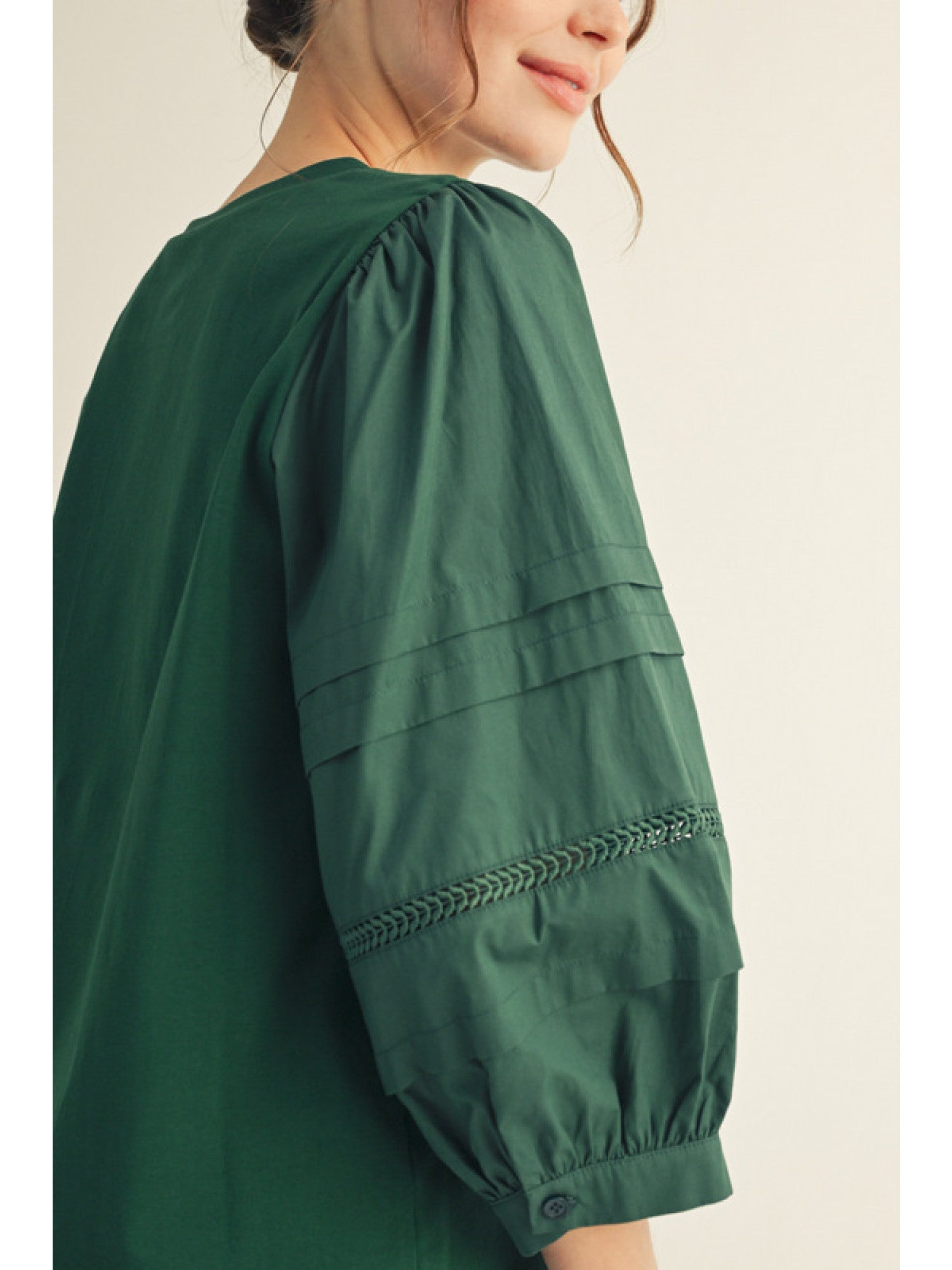 Puff Sleeve Lace Detail Top