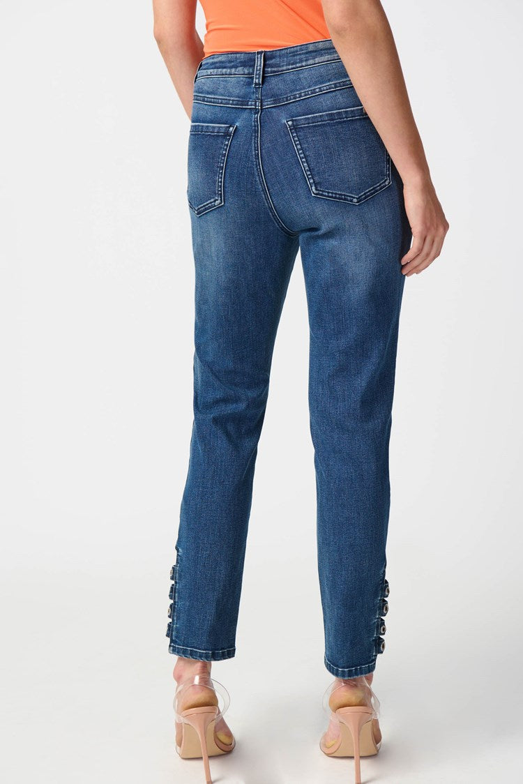 Classic Slim Jeans w/ Embellished Hem