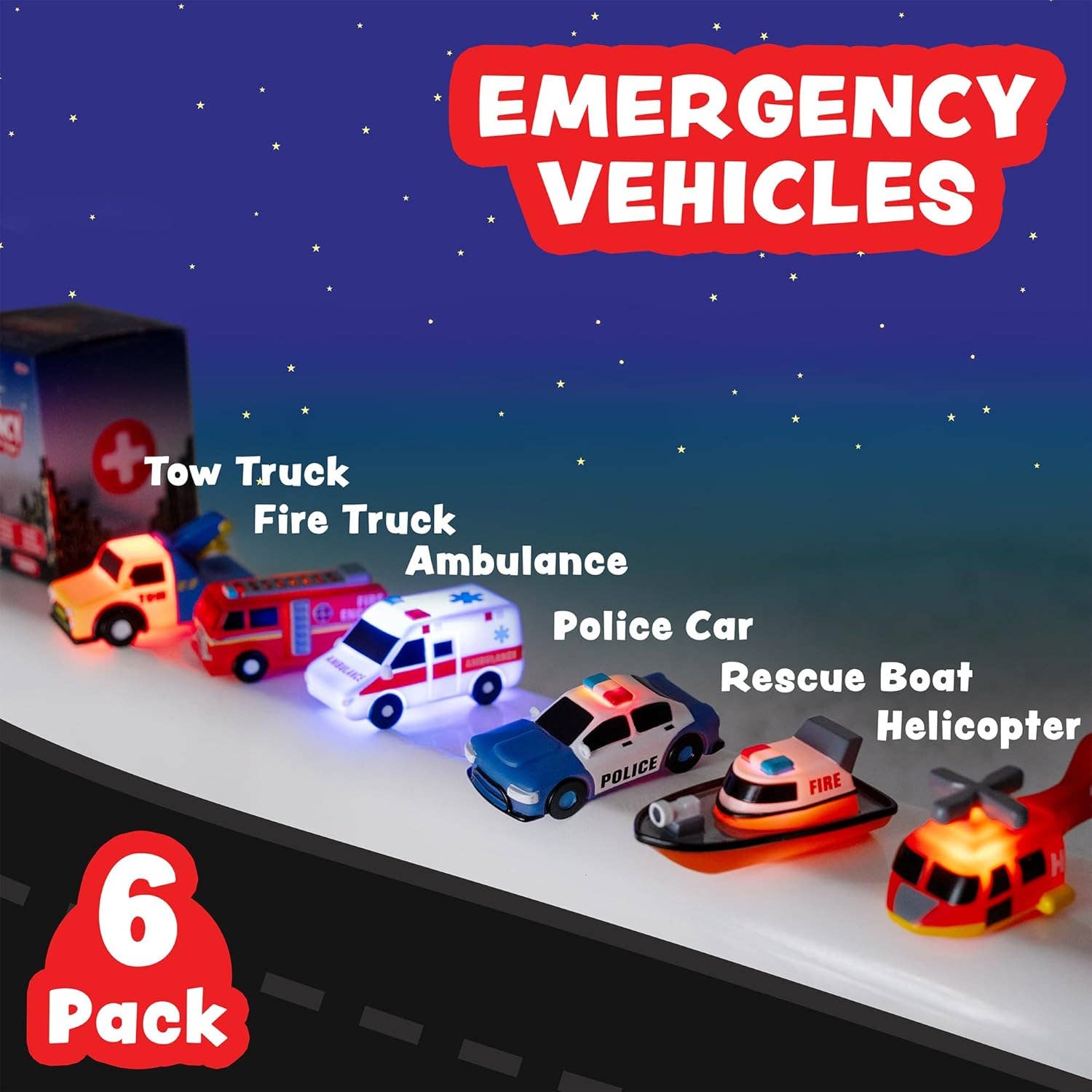 Tub Works® Emergency™ Cars Light Up Bath Toys