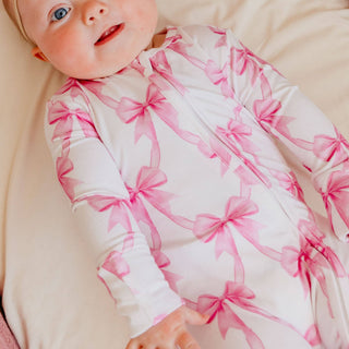 Bow My Gosh Bamboo Zip-Up Footie