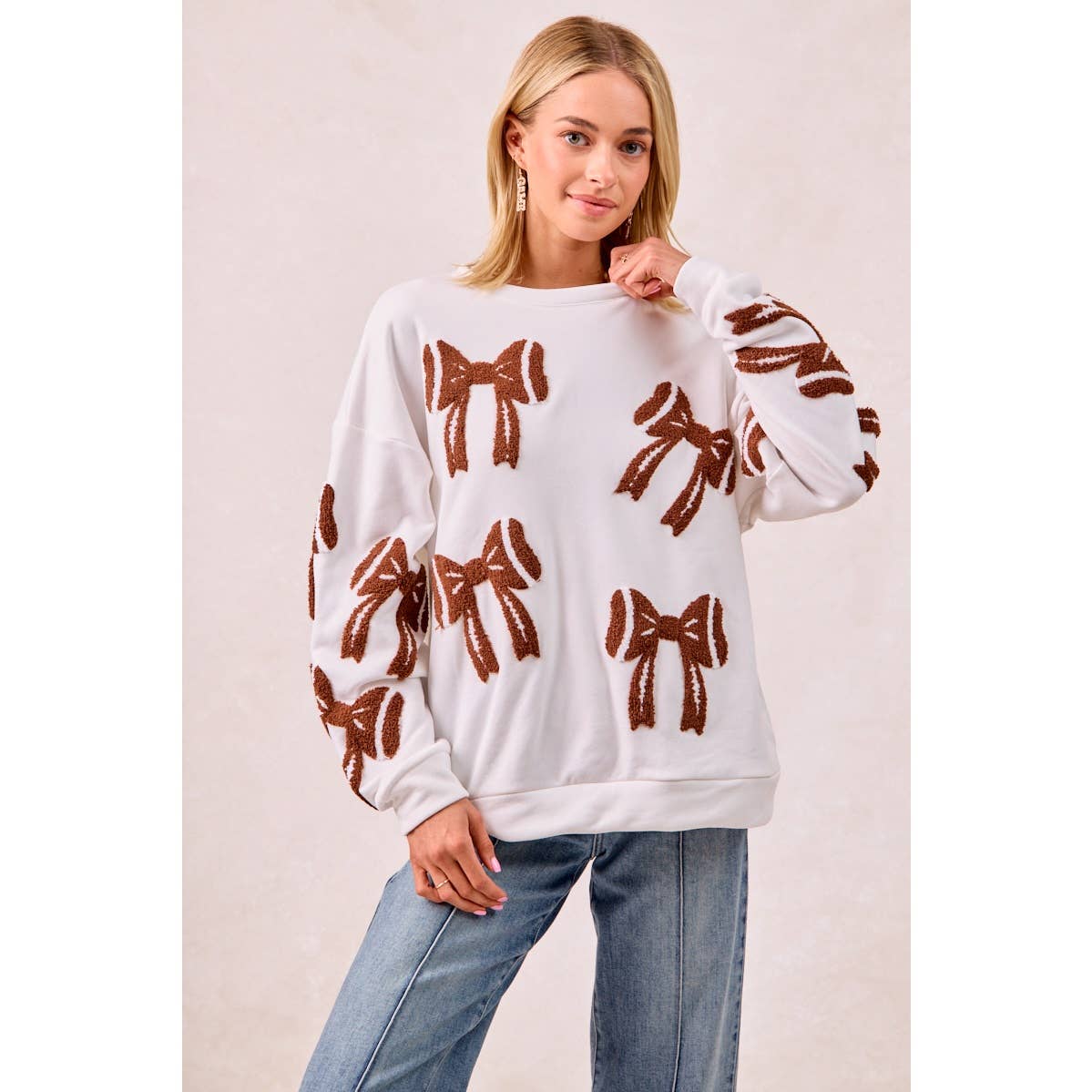 Gameday Football Bow Long Sleeve Top