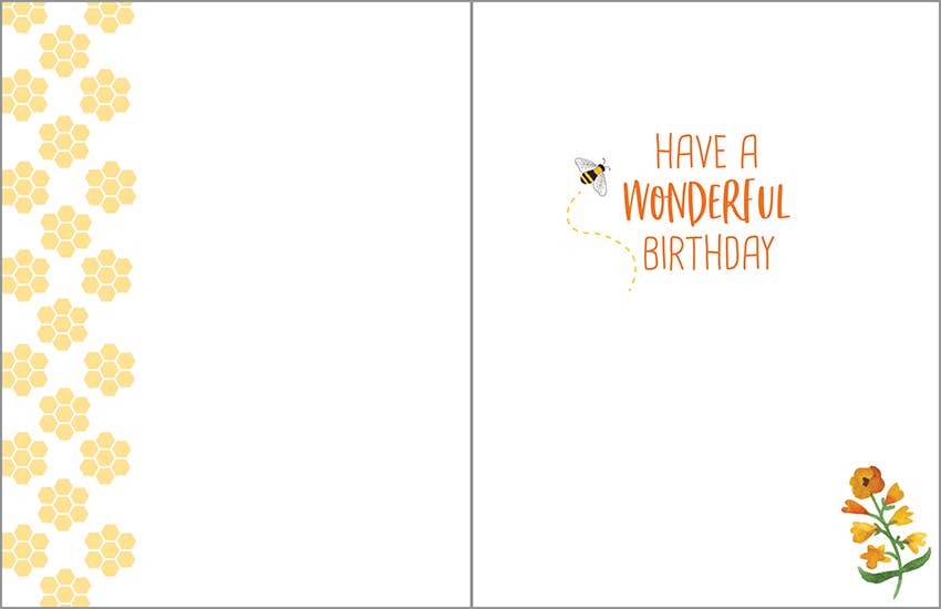 Birthday Greeting Card - Bees & Flowers