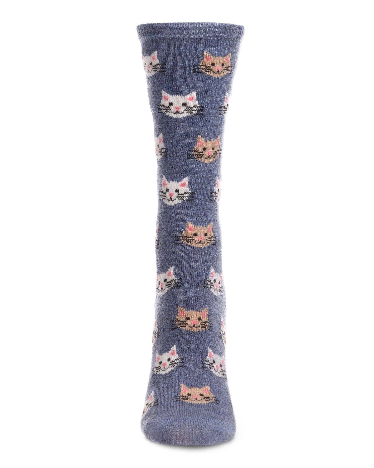 Cat Face Cashmere Women's Crew Socks