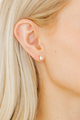 Pasadena CZ Stud & Huggie Hoop Gold Tone Earring Set