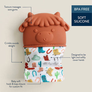 Itzy Ritzy Silicone Teething Mitt - Highland Cow