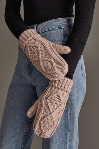 Light Pink Cable Knit Mittens
