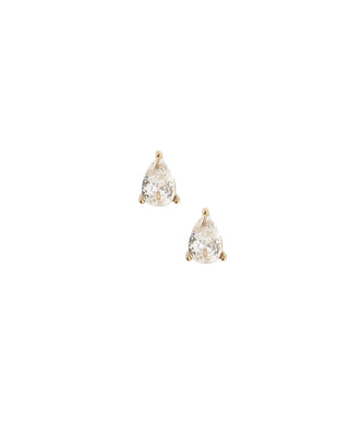 Paige Gold Pear Screwback Stud Earrings – Hypoallergenic CZ Teardrop Studs