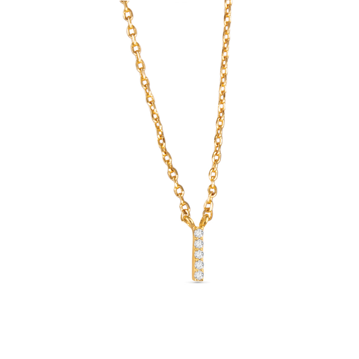 Gold CZ Initial Necklace - I