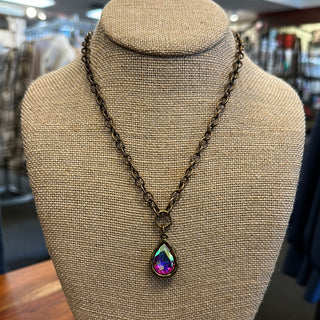 Vintage Inspired Necklace w/ Aurora Borealis Charm
