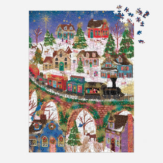 Joy Laforme Twinkletown Express 1000-Piece Foil Puzzle | Christmas Puzzle