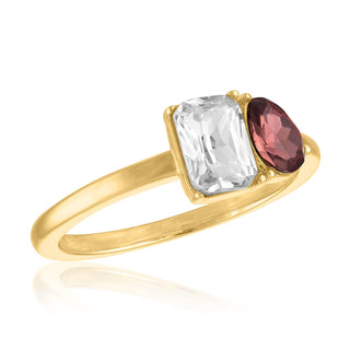 Gold Burgundy Duo-Stone Ring