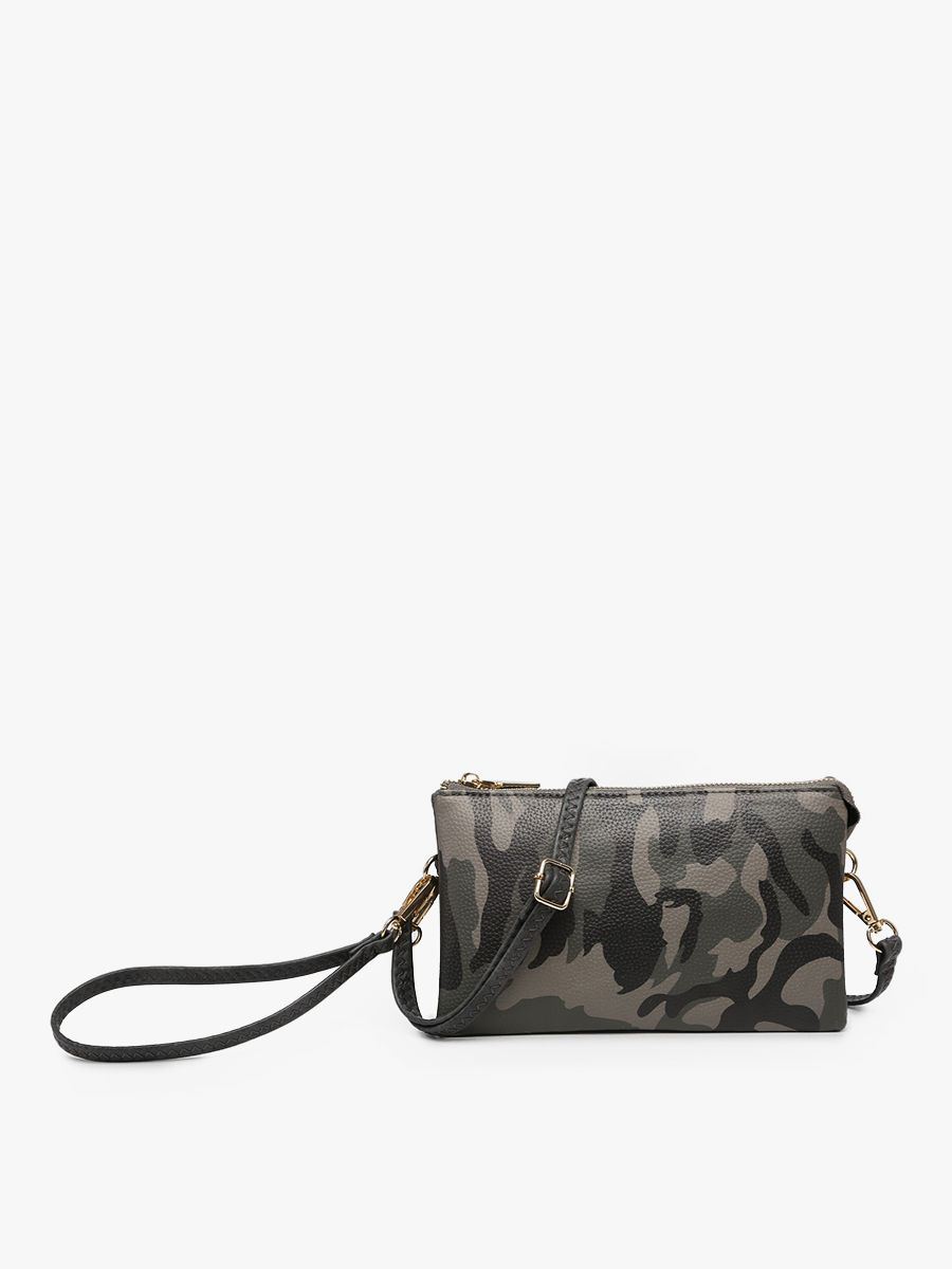 Riley Solid Color 3 Compartment Crossbody/Wristlet