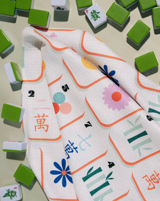 Geometry Tile Toss Mahjong Tea Towel
